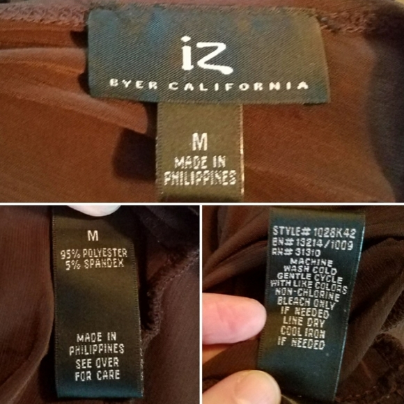 IZ Byer California Dolman Blouse Brown Size M - Picture 9 of 12